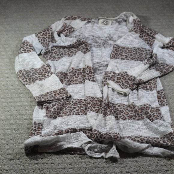 Tees2urdoor Size L/XL Cheetah Print Striped Open Front Cardigan - Picture 1 of 4